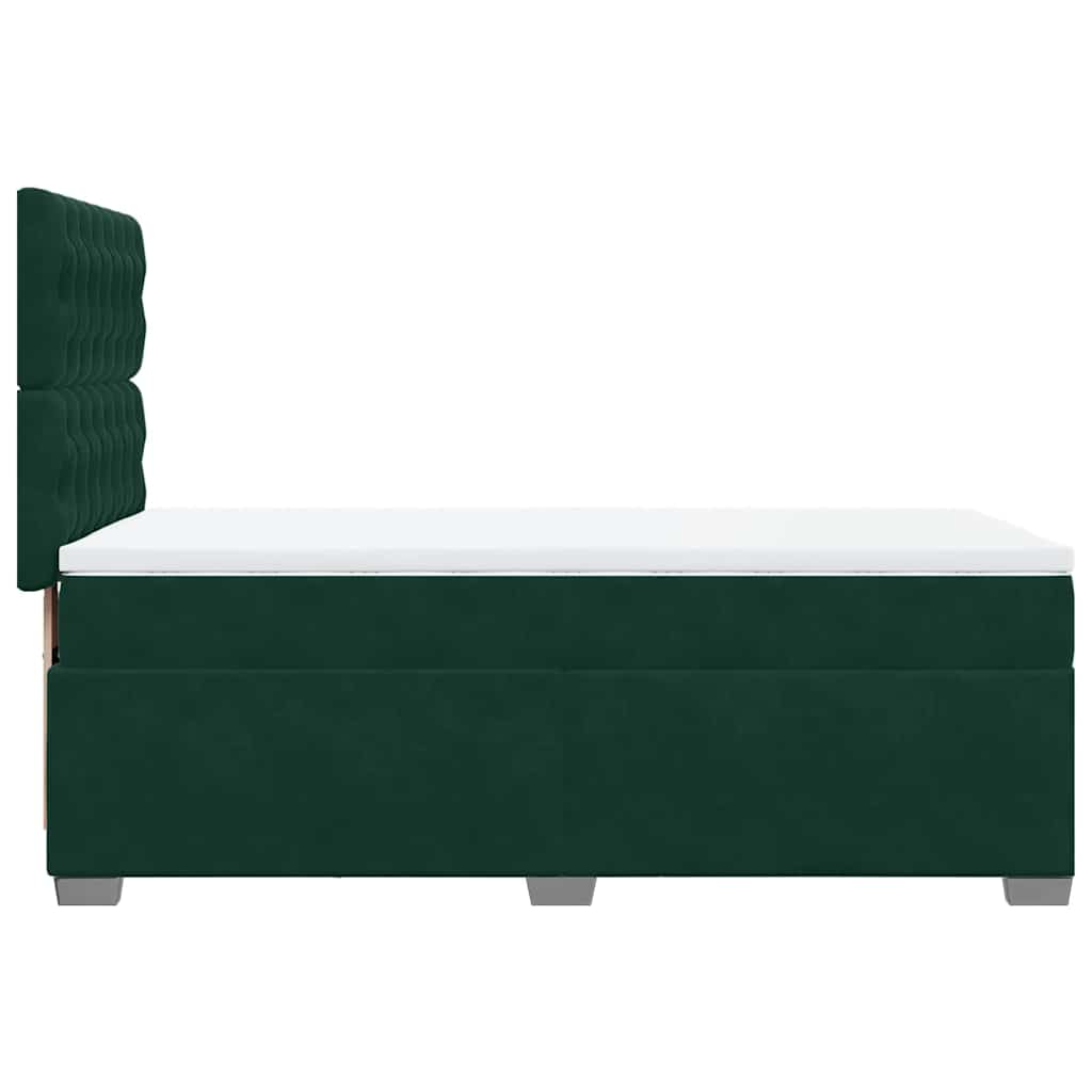 Κρεβάτι Boxspring με Στρώμα Σκούρο Πράσινο 90x190 εκ. Βελούδινο - Pakobazaar