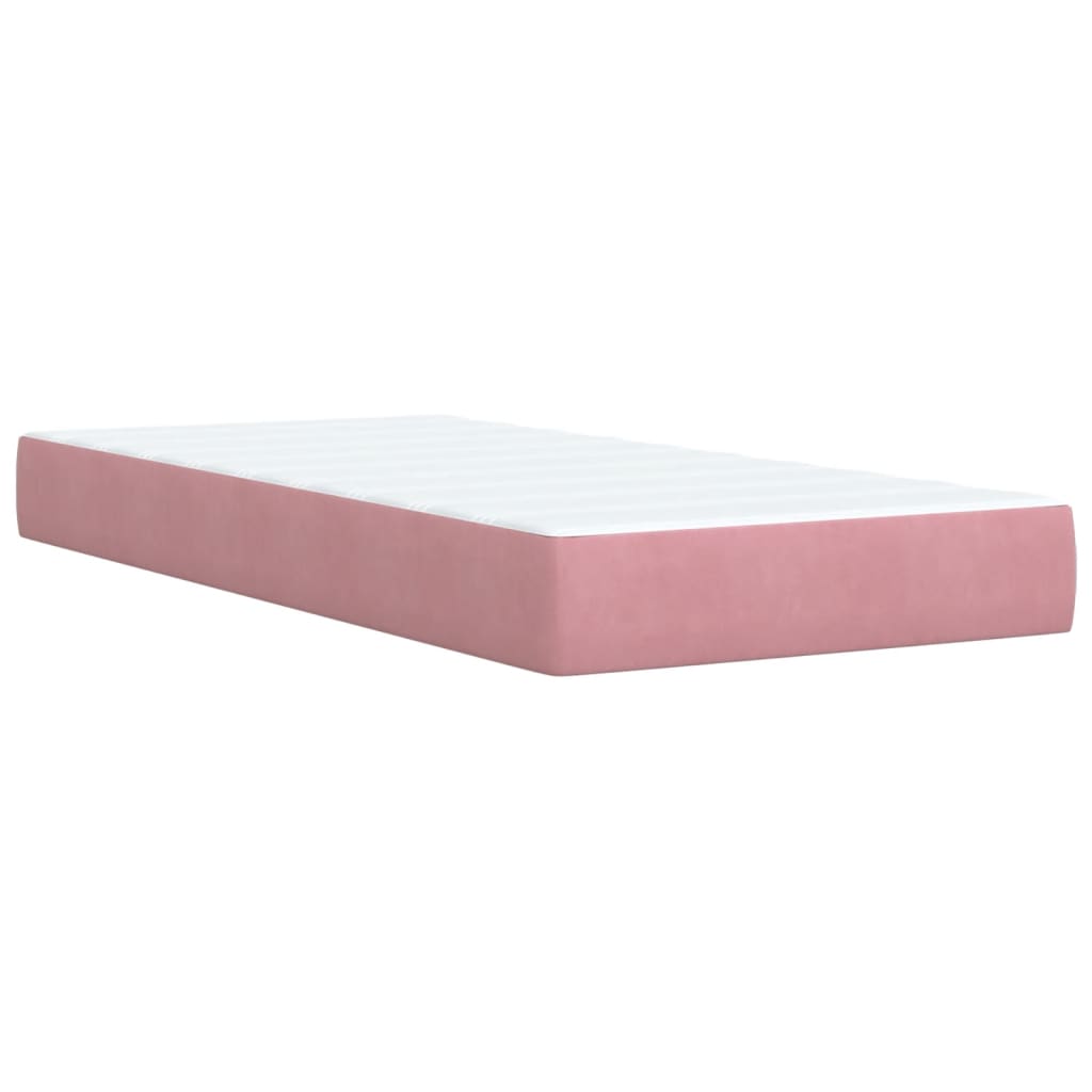 Κρεβάτι Boxspring με Στρώμα Ροζ 90x190 εκ. Βελούδινο