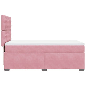 Κρεβάτι Boxspring με Στρώμα Ροζ 90x190 εκ. Βελούδινο