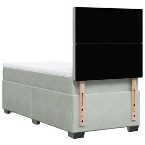 Κρεβάτι Boxspring με Στρώμα Ανοιχτό Γκρι 90x190 εκ. Βελούδινο - Pakobazaar