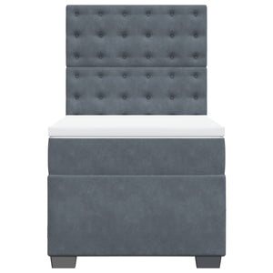 Κρεβάτι Boxspring με Στρώμα Σκούρο Γκρι 90x190 εκ. Βελούδινο