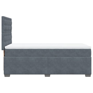 Κρεβάτι Boxspring με Στρώμα Σκούρο Γκρι 90x190 εκ. Βελούδινο