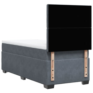 Κρεβάτι Boxspring με Στρώμα Σκούρο Γκρι 90x190 εκ. Βελούδινο