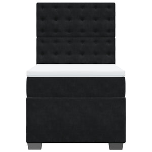 Κρεβάτι Boxspring με Στρώμα Μαύρο 90x190 εκ. Βελούδινο