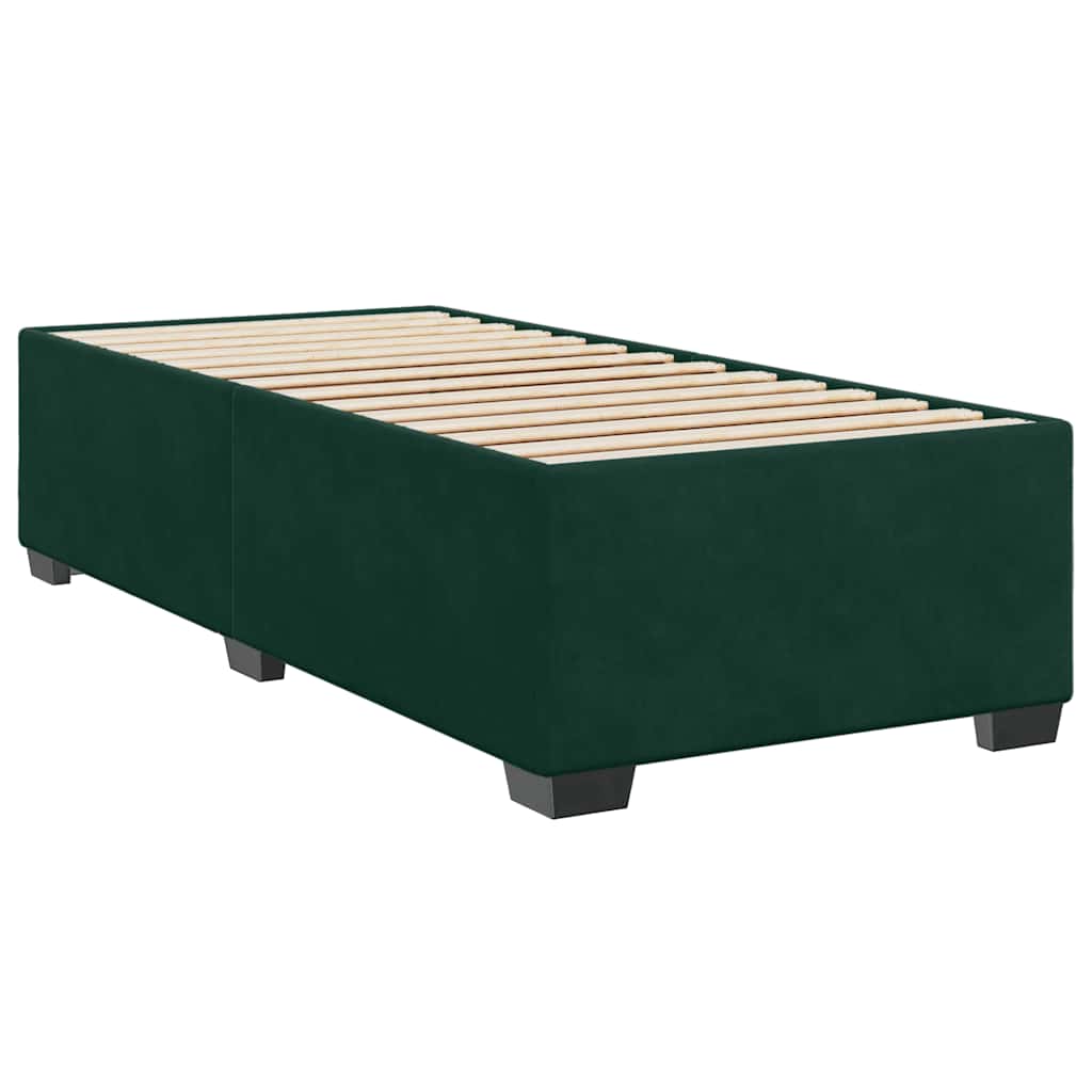 Κρεβάτι Boxspring με Στρώμα Σκούρο Πράσινο 90x190 εκ. Βελούδινο