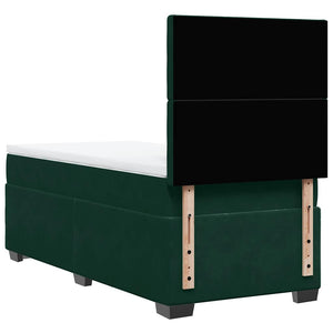 Κρεβάτι Boxspring με Στρώμα Σκούρο Πράσινο 90x190 εκ. Βελούδινο