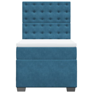 Κρεβάτι Boxspring με Στρώμα Μπλε 90x190 εκ. Βελούδινο