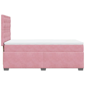 Κρεβάτι Boxspring με Στρώμα Ροζ 90x190 εκ. Βελούδινο