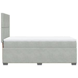 Κρεβάτι Boxspring με Στρώμα Ανοιχτό Γκρι 90x200 εκ. Βελούδινο - Pakobazaar