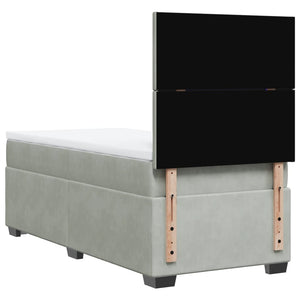 Κρεβάτι Boxspring με Στρώμα Ανοιχτό Γκρι 90x200 εκ. Βελούδινο - Pakobazaar