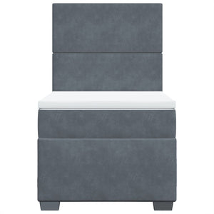 Κρεβάτι Boxspring με Στρώμα Σκούρο Γκρι 90x200 εκ. Βελούδινο - Pakobazaar