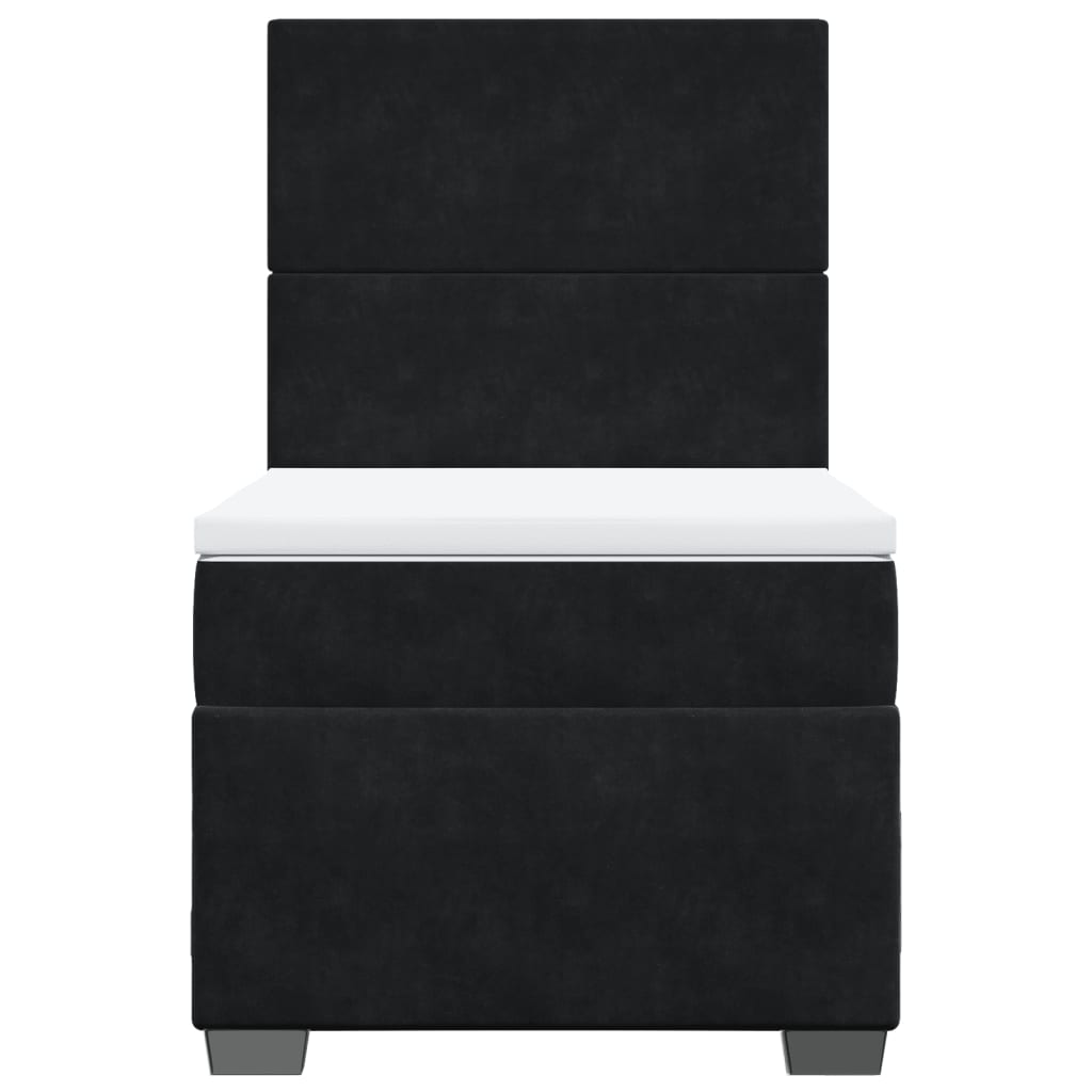 Κρεβάτι Boxspring με Στρώμα Μαύρο 90x200 εκ. Βελούδινο - Pakobazaar
