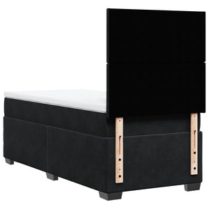 Κρεβάτι Boxspring με Στρώμα Μαύρο 90x200 εκ. Βελούδινο - Pakobazaar