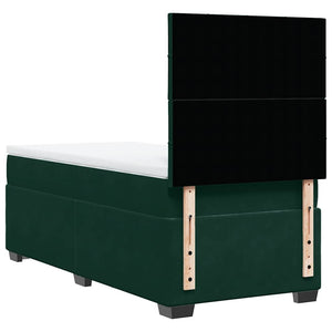 Κρεβάτι Boxspring με Στρώμα Σκούρο Πράσινο 90x200 εκ. Βελούδινο - Pakobazaar