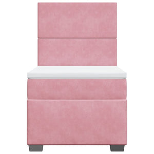 Κρεβάτι Boxspring με Στρώμα Ροζ 90x200 εκ. Βελούδινο