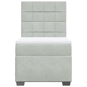 Κρεβάτι Boxspring με Στρώμα Ανοιχτό Γκρι 90x200 εκ. Βελούδινο - Pakobazaar