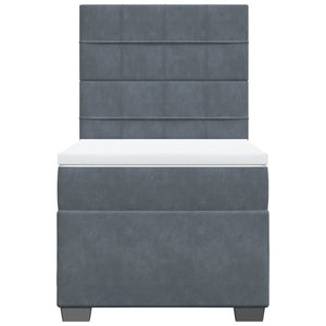 Κρεβάτι Boxspring με Στρώμα Σκούρο Γκρι 90x200 εκ. Βελούδινο - Pakobazaar
