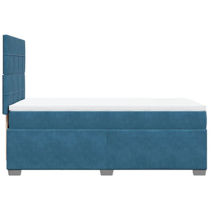 Κρεβάτι Boxspring με Στρώμα Μπλε 90x200 εκ. Βελούδινο