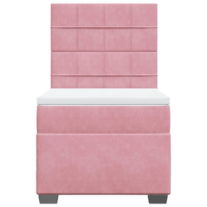 Κρεβάτι Boxspring με Στρώμα Ροζ 90x200 εκ. Βελούδινο - Pakobazaar