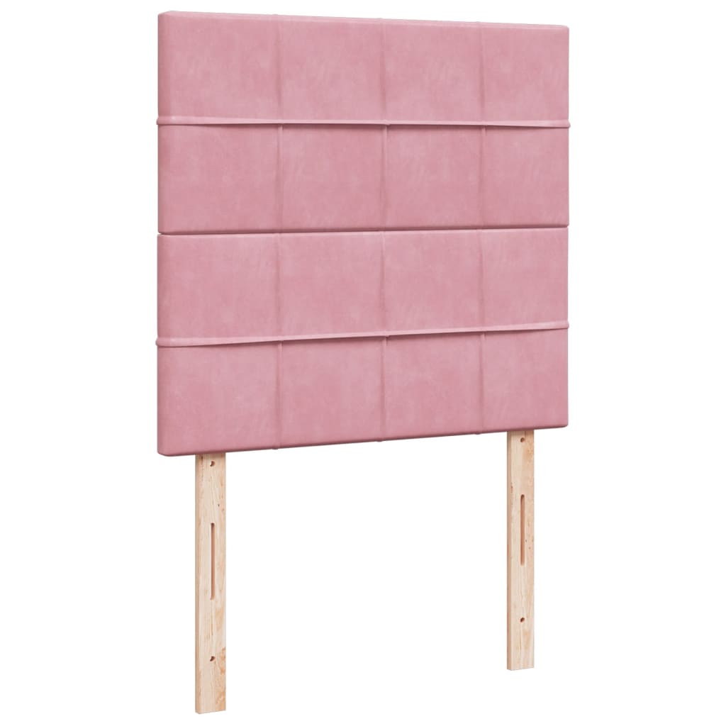 Κρεβάτι Boxspring με Στρώμα Ροζ 90x200 εκ. Βελούδινο - Pakobazaar