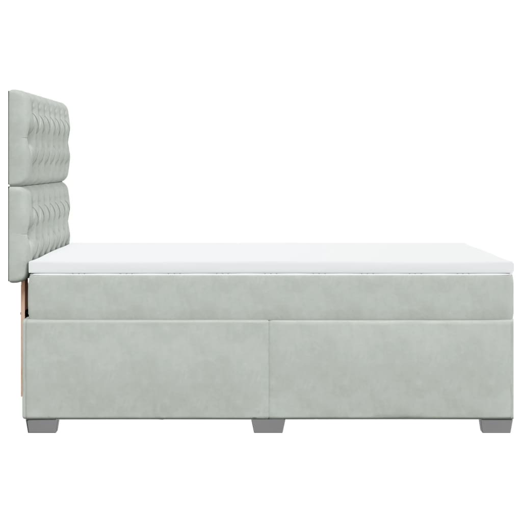 Κρεβάτι Boxspring με Στρώμα Ανοιχτό Γκρι 90x200 εκ. Βελούδινο - Pakobazaar