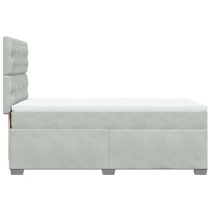 Κρεβάτι Boxspring με Στρώμα Ανοιχτό Γκρι 90x200 εκ. Βελούδινο - Pakobazaar