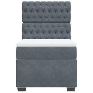 Κρεβάτι Boxspring με Στρώμα Σκούρο Γκρι 90x200 εκ. Βελούδινο - Pakobazaar