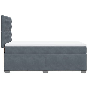 Κρεβάτι Boxspring με Στρώμα Σκούρο Γκρι 90x200 εκ. Βελούδινο - Pakobazaar
