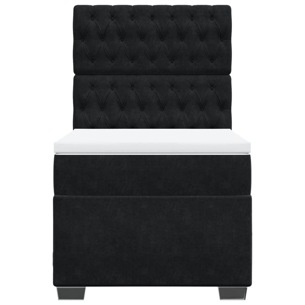 Κρεβάτι Boxspring με Στρώμα Μαύρο 90x200 εκ. Βελούδινο