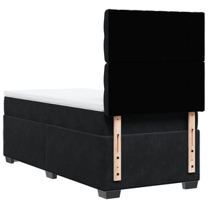 Κρεβάτι Boxspring με Στρώμα Μαύρο 90x200 εκ. Βελούδινο