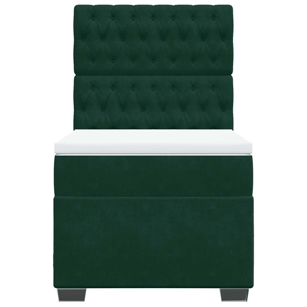Κρεβάτι Boxspring με Στρώμα Σκούρο Πράσινο 90x200 εκ. Βελούδινο - Pakobazaar