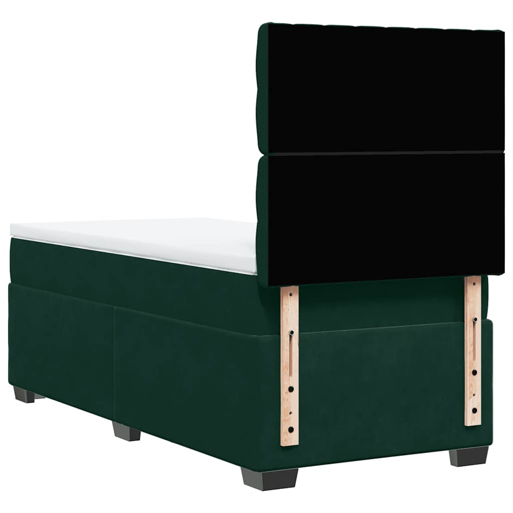 Κρεβάτι Boxspring με Στρώμα Σκούρο Πράσινο 90x200 εκ. Βελούδινο - Pakobazaar