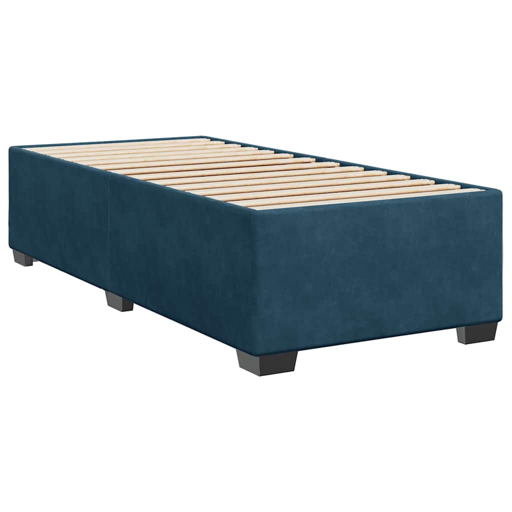 Κρεβάτι Boxspring με Στρώμα Μπλε 90x200 εκ. Βελούδινο - Pakobazaar