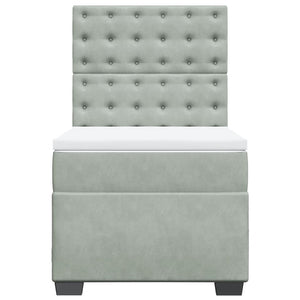 Κρεβάτι Boxspring με Στρώμα Ανοιχτό Γκρι 90x200 εκ. Βελούδινο - Pakobazaar