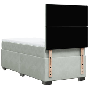 Κρεβάτι Boxspring με Στρώμα Ανοιχτό Γκρι 90x200 εκ. Βελούδινο - Pakobazaar