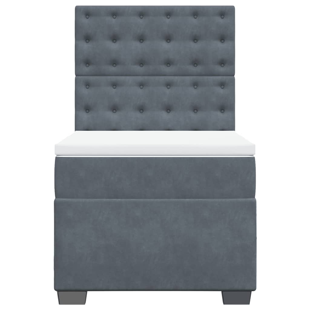 Κρεβάτι Boxspring με Στρώμα Σκούρο Γκρι 90x200 εκ. Βελούδινο - Pakobazaar