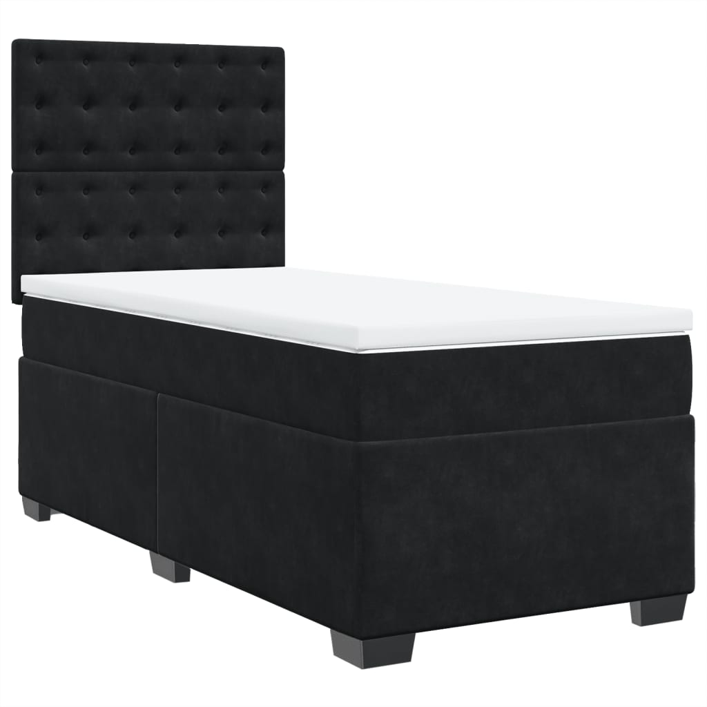 Κρεβάτι Boxspring με Στρώμα Μαύρο 90x200 εκ. Βελούδινο - Pakobazaar
