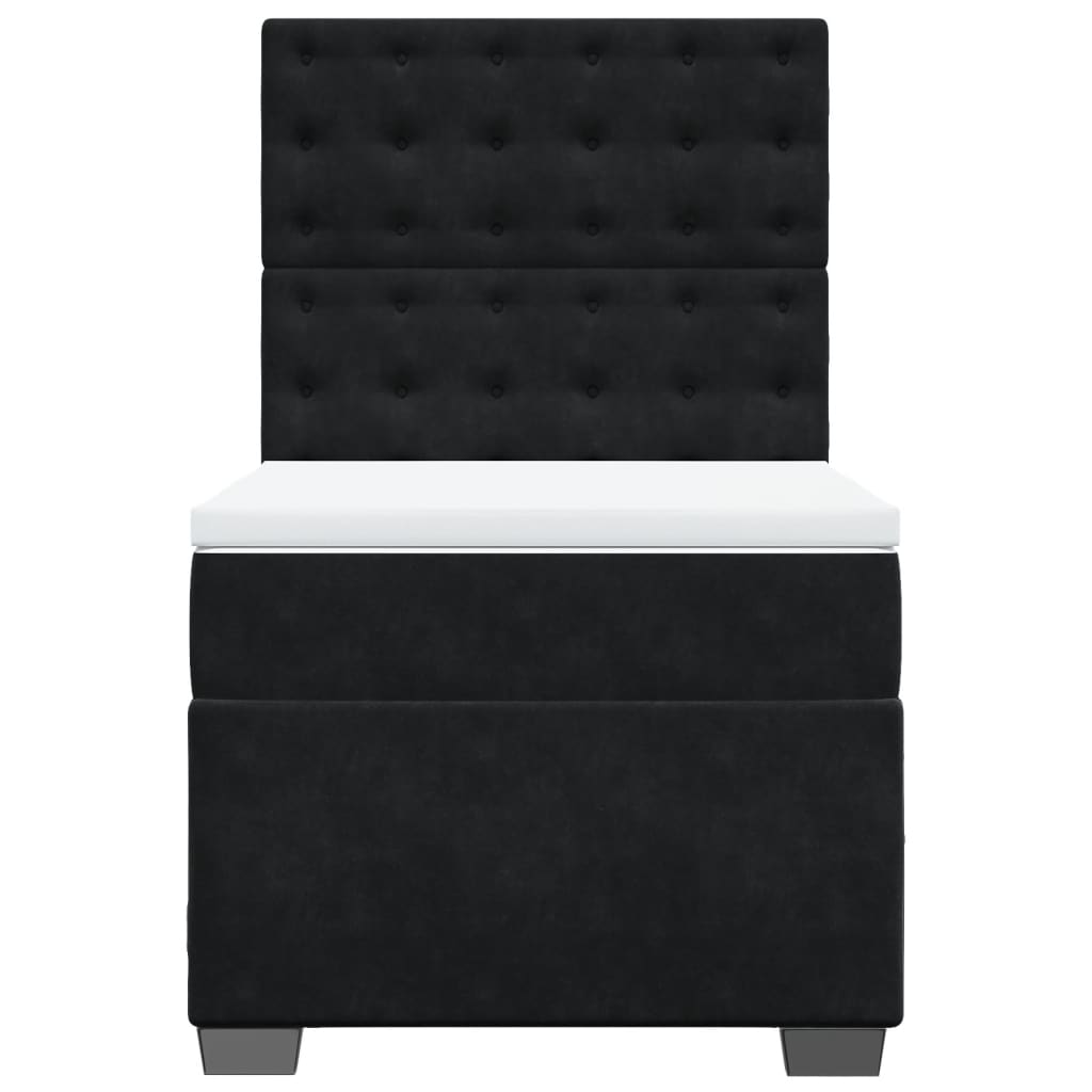 Κρεβάτι Boxspring με Στρώμα Μαύρο 90x200 εκ. Βελούδινο - Pakobazaar