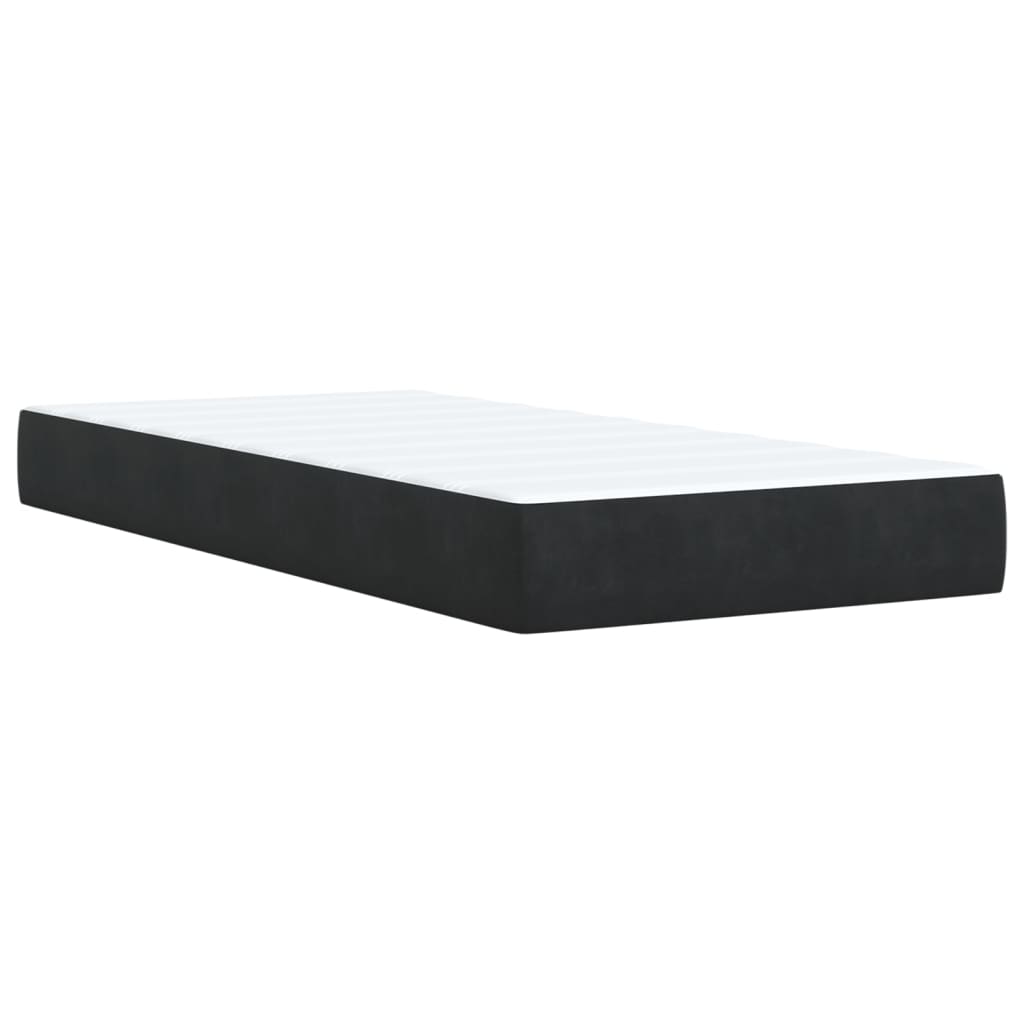 Κρεβάτι Boxspring με Στρώμα Μαύρο 90x200 εκ. Βελούδινο - Pakobazaar