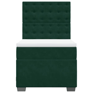 Κρεβάτι Boxspring με Στρώμα Σκούρο Πράσινο 90x200 εκ. Βελούδινο - Pakobazaar