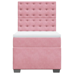 Κρεβάτι Boxspring με Στρώμα Ροζ 90x200 εκ. Βελούδινο
