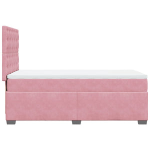 Κρεβάτι Boxspring με Στρώμα Ροζ 90x200 εκ. Βελούδινο