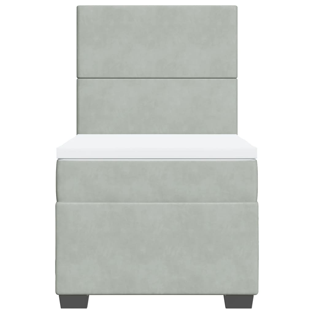 Κρεβάτι Boxspring με Στρώμα Ανοιχτό Γκρι 100x200 εκ. Βελούδινο