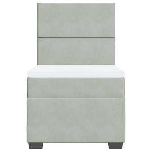 Κρεβάτι Boxspring με Στρώμα Ανοιχτό Γκρι 100x200 εκ. Βελούδινο