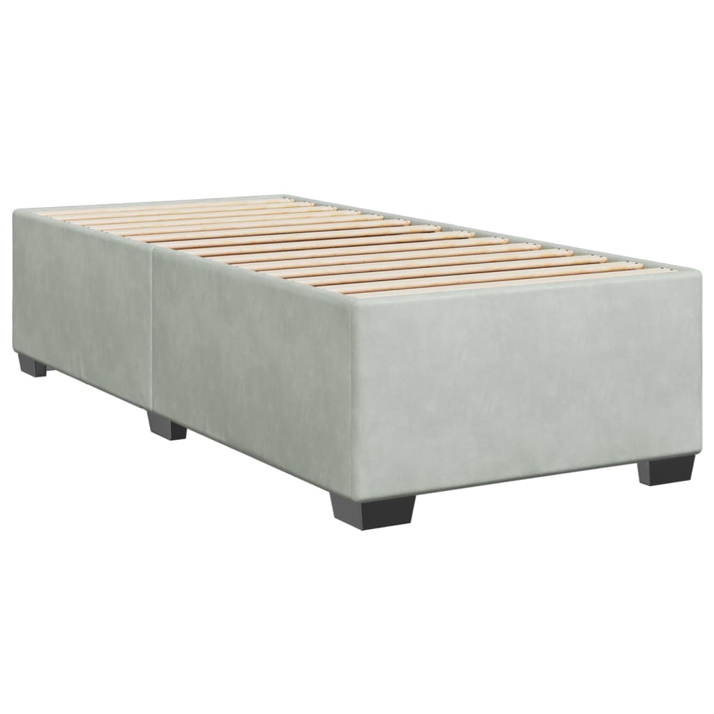 Κρεβάτι Boxspring με Στρώμα Ανοιχτό Γκρι 100x200 εκ. Βελούδινο