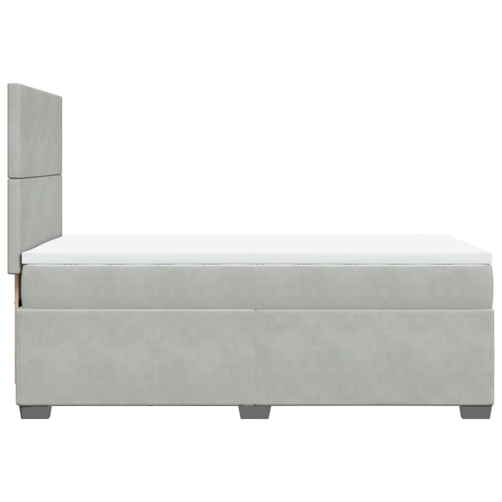 Κρεβάτι Boxspring με Στρώμα Ανοιχτό Γκρι 100x200 εκ. Βελούδινο