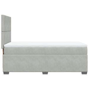 Κρεβάτι Boxspring με Στρώμα Ανοιχτό Γκρι 100x200 εκ. Βελούδινο