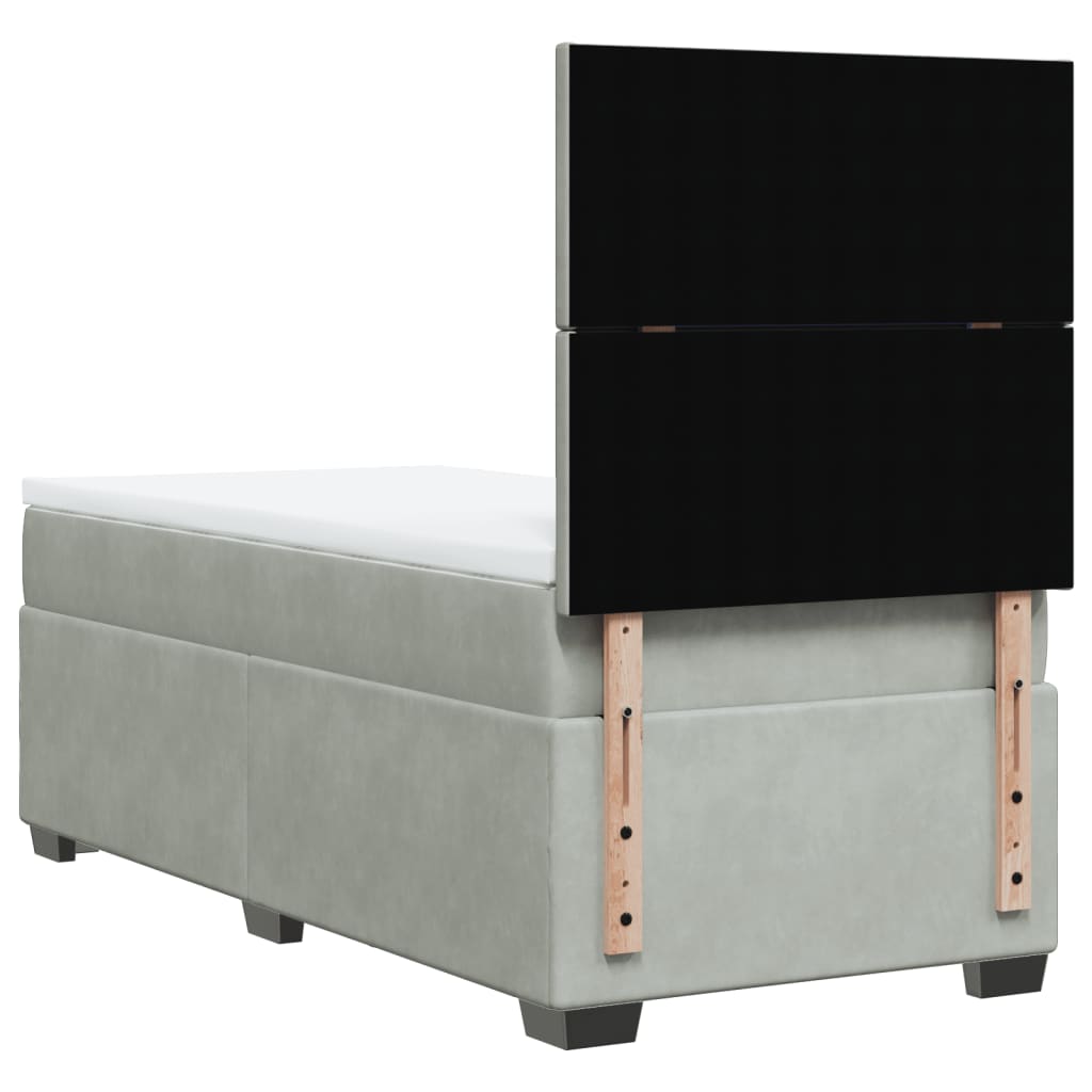 Κρεβάτι Boxspring με Στρώμα Ανοιχτό Γκρι 100x200 εκ. Βελούδινο