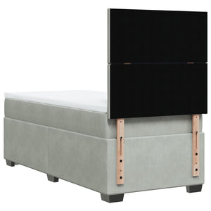 Κρεβάτι Boxspring με Στρώμα Ανοιχτό Γκρι 100x200 εκ. Βελούδινο