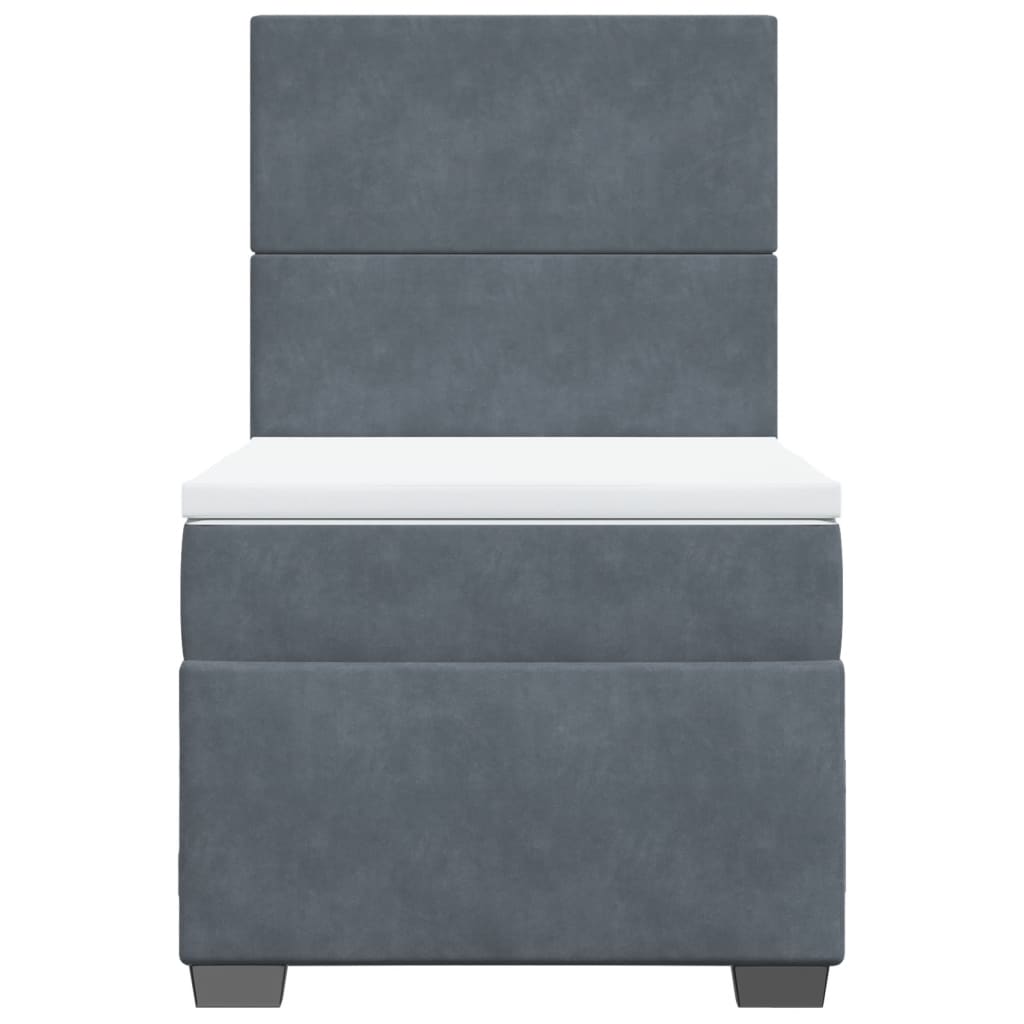 Κρεβάτι Boxspring με Στρώμα Σκούρο Γκρι 100x200 εκ. Βελούδινο